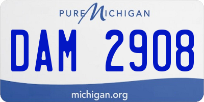MI license plate DAM2908