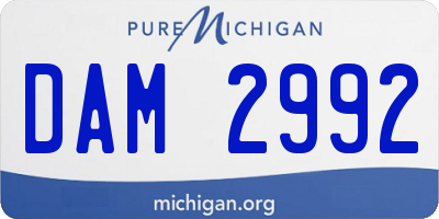 MI license plate DAM2992
