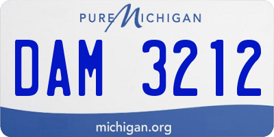 MI license plate DAM3212