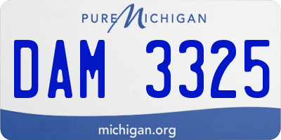 MI license plate DAM3325