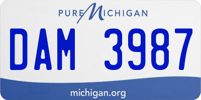 MI license plate DAM3987