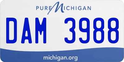 MI license plate DAM3988