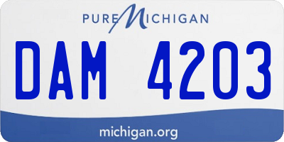 MI license plate DAM4203
