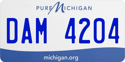 MI license plate DAM4204