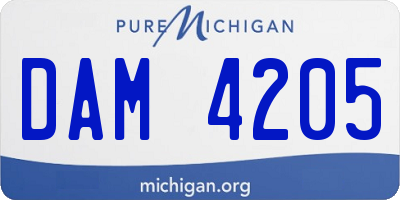 MI license plate DAM4205