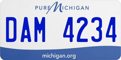 MI license plate DAM4234