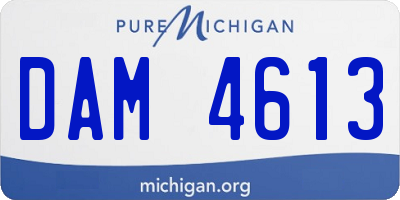 MI license plate DAM4613