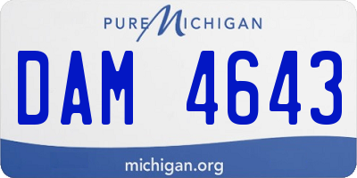 MI license plate DAM4643
