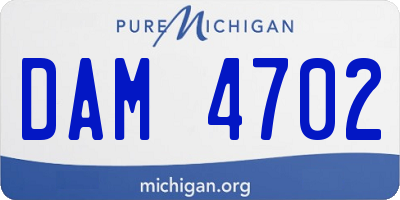 MI license plate DAM4702