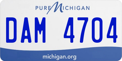 MI license plate DAM4704