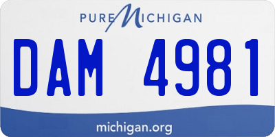MI license plate DAM4981