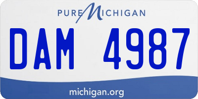 MI license plate DAM4987