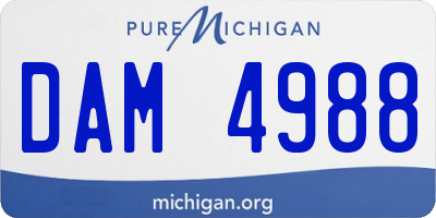 MI license plate DAM4988