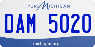 MI license plate DAM5020