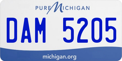 MI license plate DAM5205