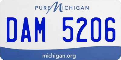 MI license plate DAM5206
