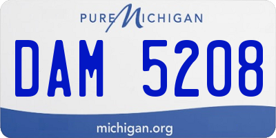 MI license plate DAM5208