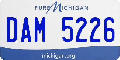 MI license plate DAM5226