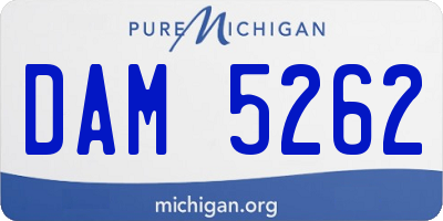MI license plate DAM5262