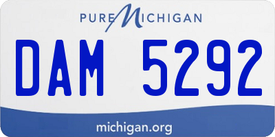MI license plate DAM5292