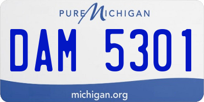 MI license plate DAM5301
