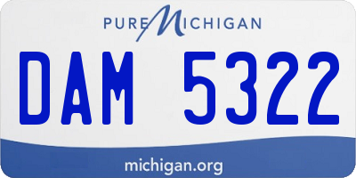 MI license plate DAM5322