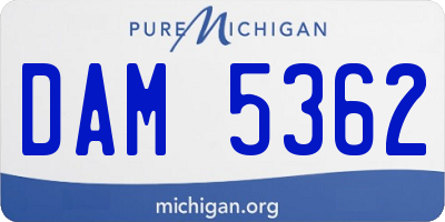 MI license plate DAM5362