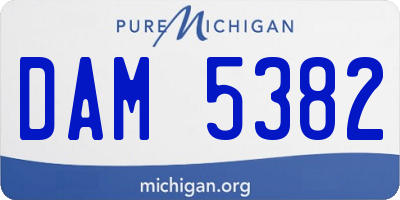 MI license plate DAM5382