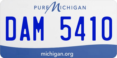 MI license plate DAM5410