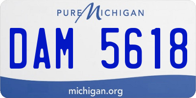 MI license plate DAM5618