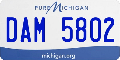 MI license plate DAM5802
