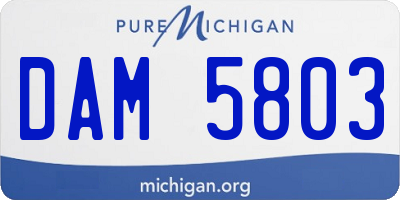 MI license plate DAM5803