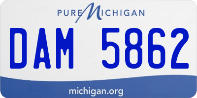 MI license plate DAM5862