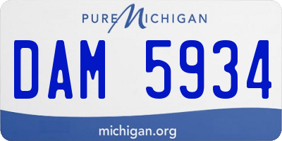 MI license plate DAM5934
