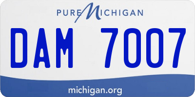MI license plate DAM7007