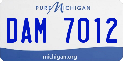 MI license plate DAM7012