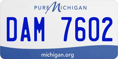 MI license plate DAM7602