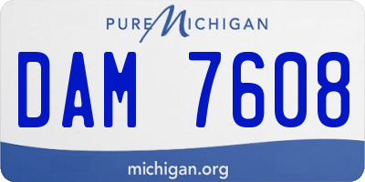 MI license plate DAM7608