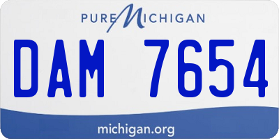 MI license plate DAM7654