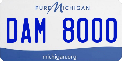 MI license plate DAM8000