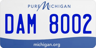 MI license plate DAM8002
