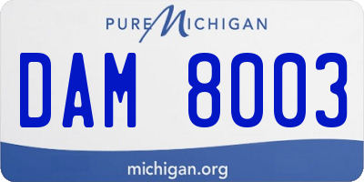 MI license plate DAM8003