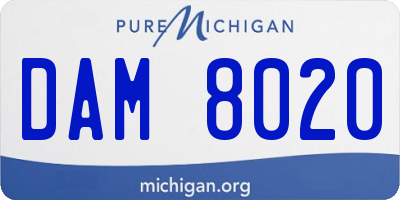 MI license plate DAM8020