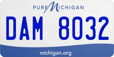 MI license plate DAM8032