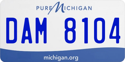 MI license plate DAM8104