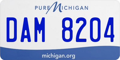 MI license plate DAM8204