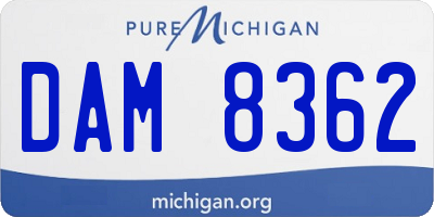 MI license plate DAM8362