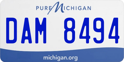 MI license plate DAM8494