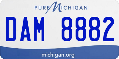 MI license plate DAM8882