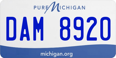 MI license plate DAM8920